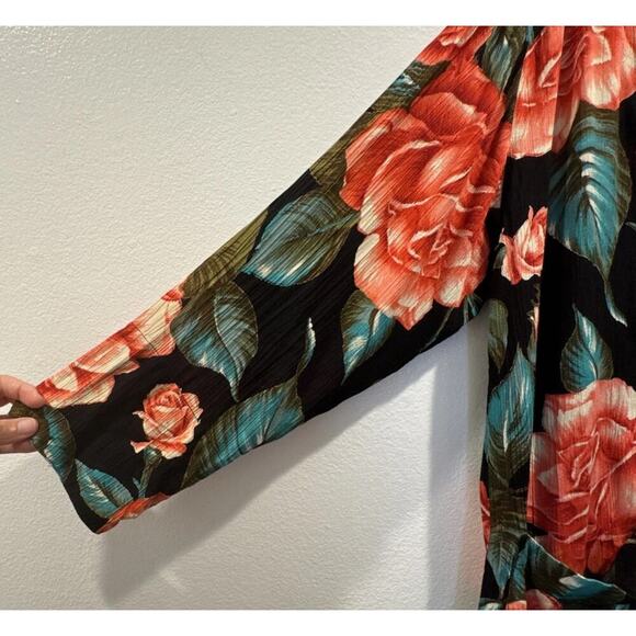 Carole Little St Tropez West Size 12 Mixed Floral Print Two Button Blazer Artsy - Picture 5 of 10